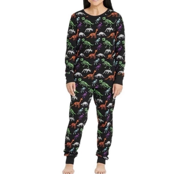 Hyde and Eek Women’s Halloween Dinosaur Skeleton Print Pajama Set - Picture 2 of 13